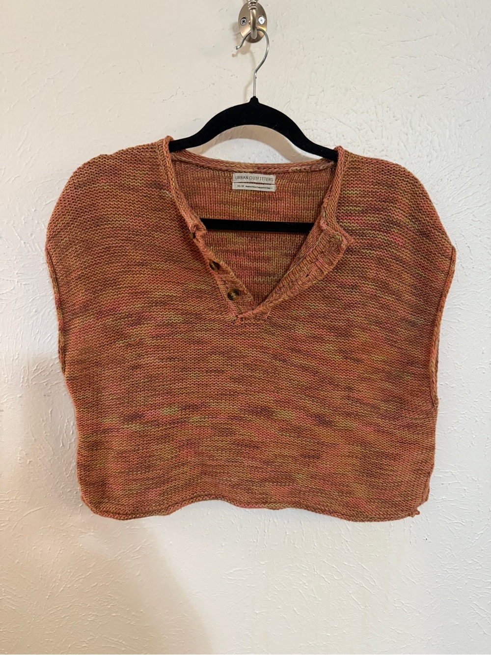 Urban Outfitters Rust and Multicolor Knit V-Neck Sweater Vest